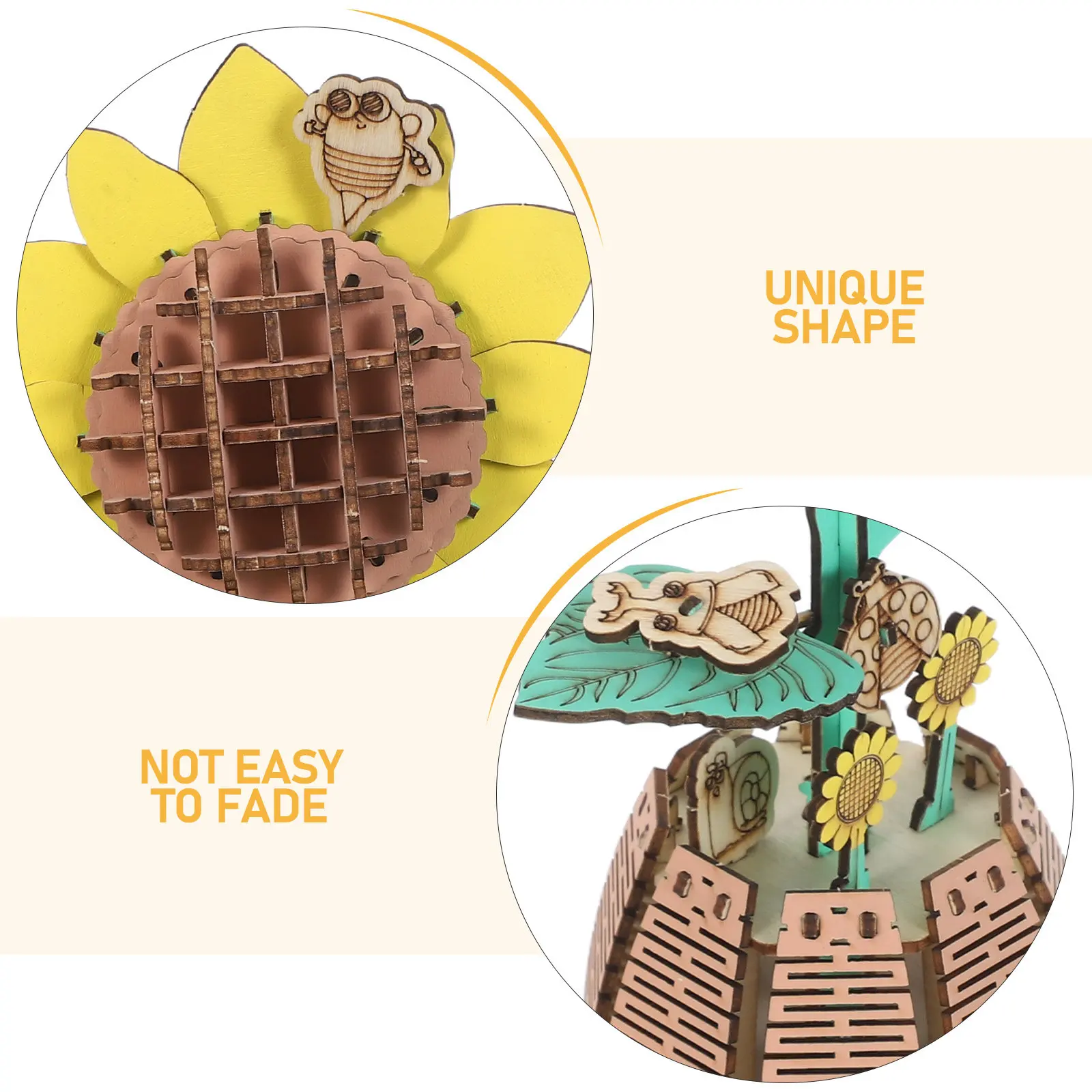 1 Zestaw Drewnianego Puzzle 3D Słonecznik DIY do Samodzielnego Montażu dla Dzieci i Dorosłych, Ręcznie Składany, Kwiatowy, Dekoracyjny, na Stół, Drewniany