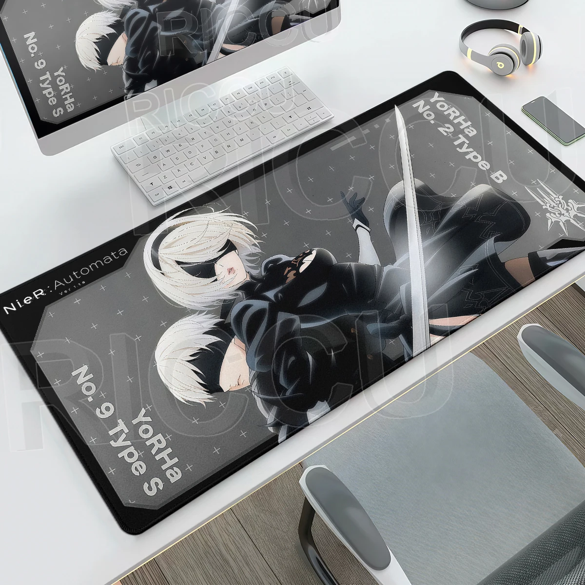 Anime Girl Nier Automata 2B PC Large Mousepad Laptop Gaming Keyboard Table Mats XXL E-Sports Mousemat Rubber Lock-Edge Desk Mat