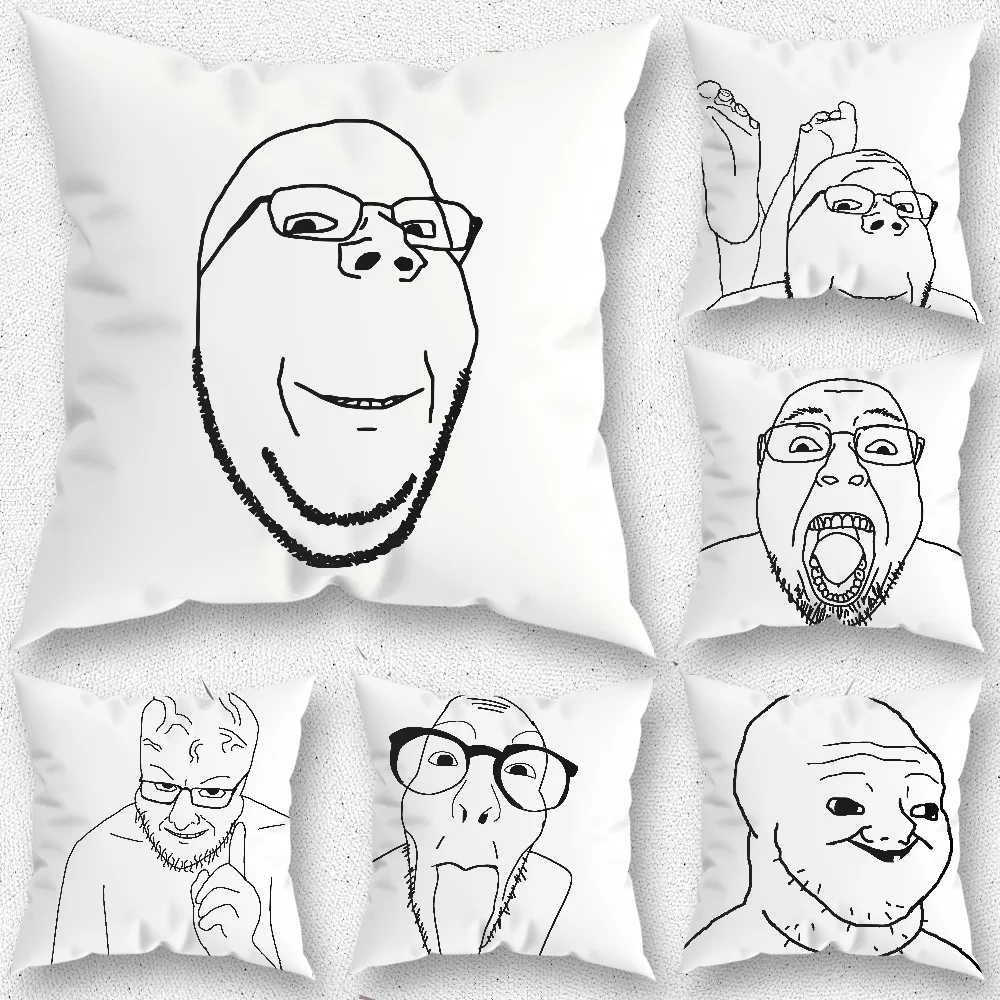 Smiling Wholesome Wojak Soyjak Pillow Case For Home Bedroom Room Decoration Living Room Sofa Cushion Cover Suitable