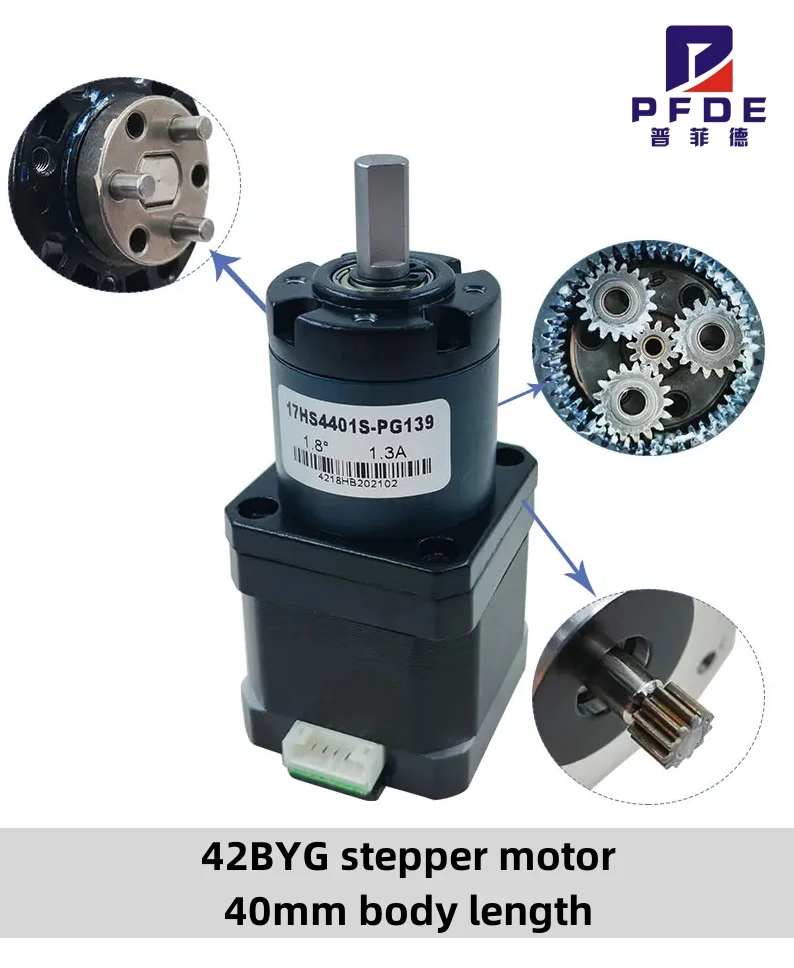 1Pc 42BYG stepper motor 40mm body length with 3.71:1 -139:1 ratio NEMA17 planetary gear stepping motor with gearbox