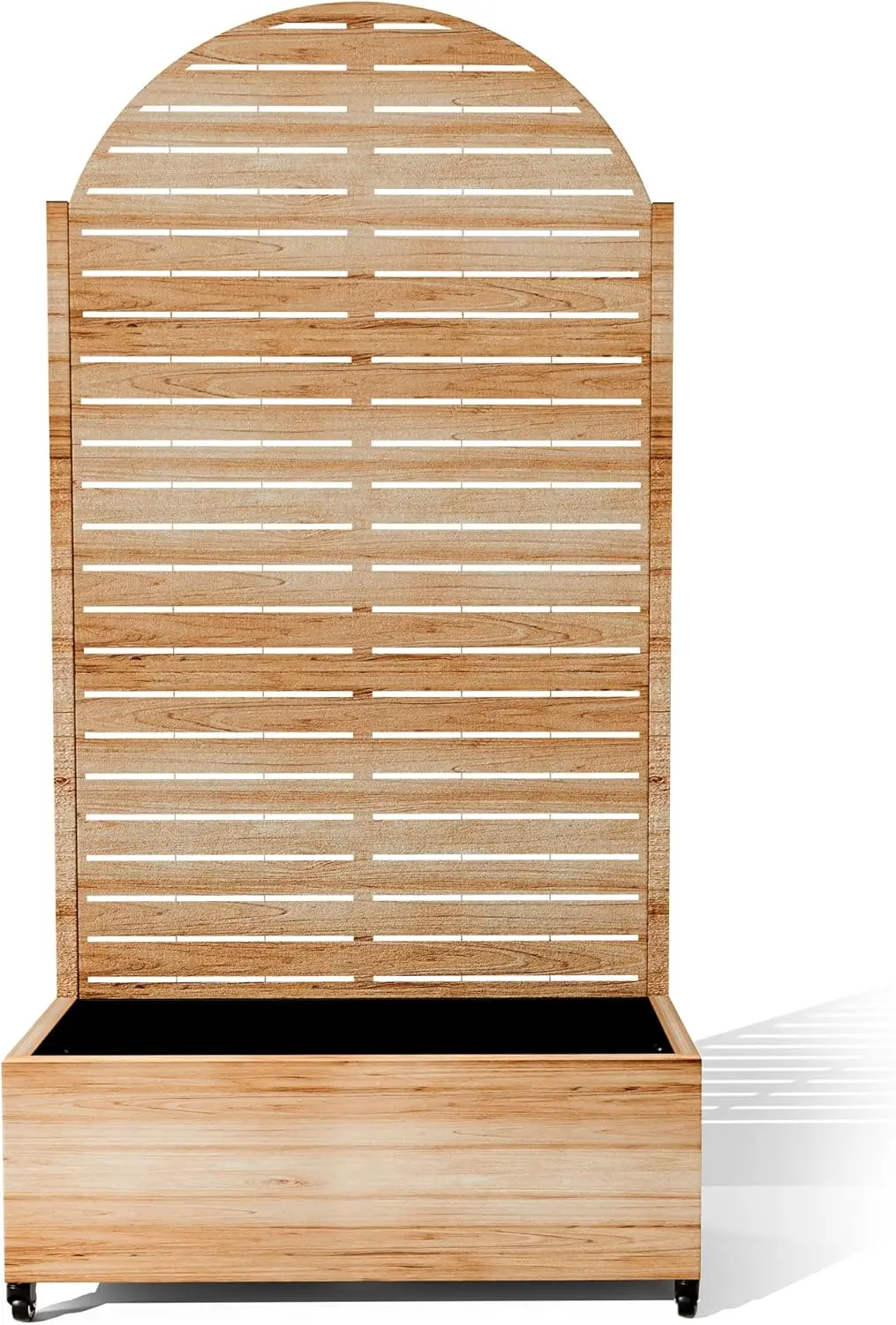 

Raised Garden Bed with Arched Trellis and Wheels,73"x35"x16" Metal Raised Garden Bed,Acacia Finish Metal Planter with Climbing T