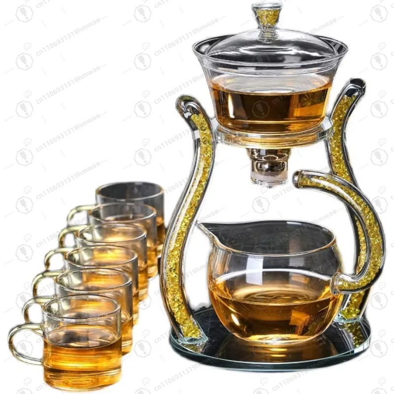 

Magnetic Design Semi-automatic Teapot Set, Heat-resistant Glass, with Tea Bubble Water Separation, for Office Coffee
