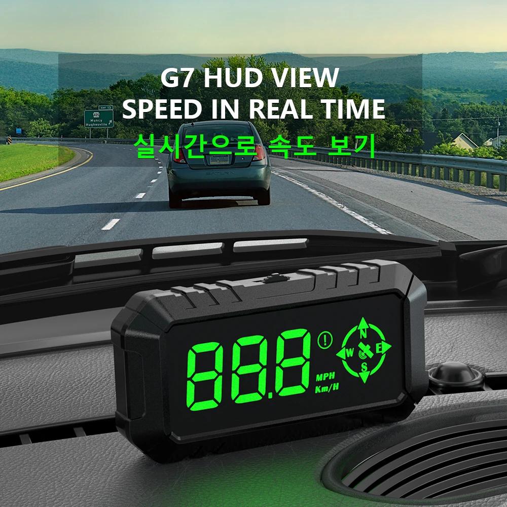 G7 Digital Speedometer Car Head Up Display GPS HUD Big Font Plug and Play Over Speed Alarm Meter Auto Accessories for All Cars