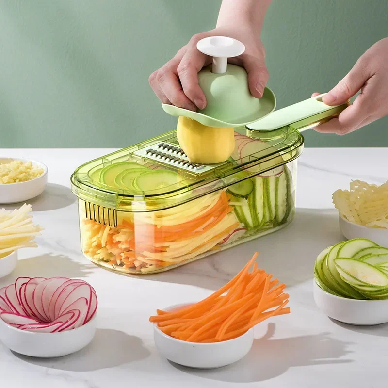 

MultVegetable Chopper Tool with Basket Cutter Peeler Potato Grater Kitchen Cutting Board Household Carrot Slicing Spatula Cocina