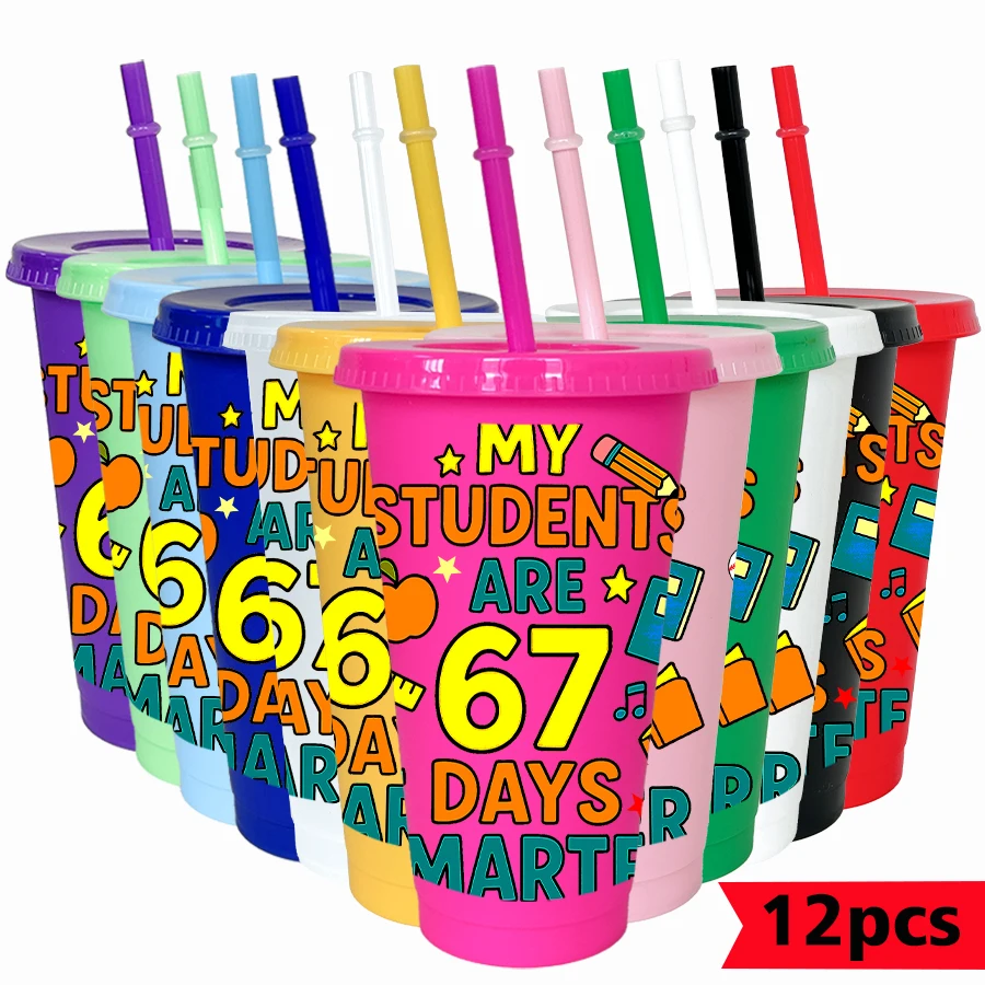 

12 шт./упак., 67 карандашей, 26 унций, красочный пластиковый стакан, посуда для питья на день рождения, чашка для воды для возвращения на родину