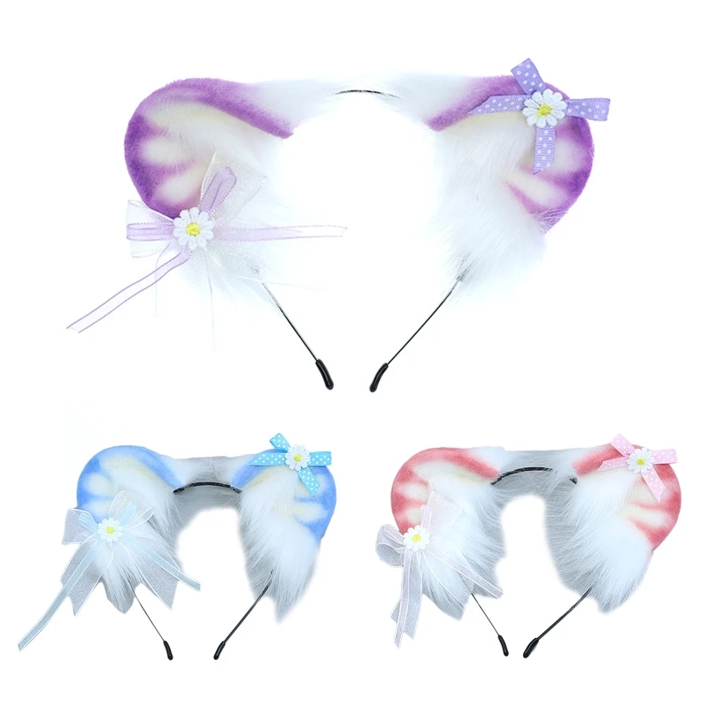 

A2ES из искусственного меха с медвежьими ушками, обруч для волос с ушами, обручи для волос, ночная вечеринка, аниме Лолита