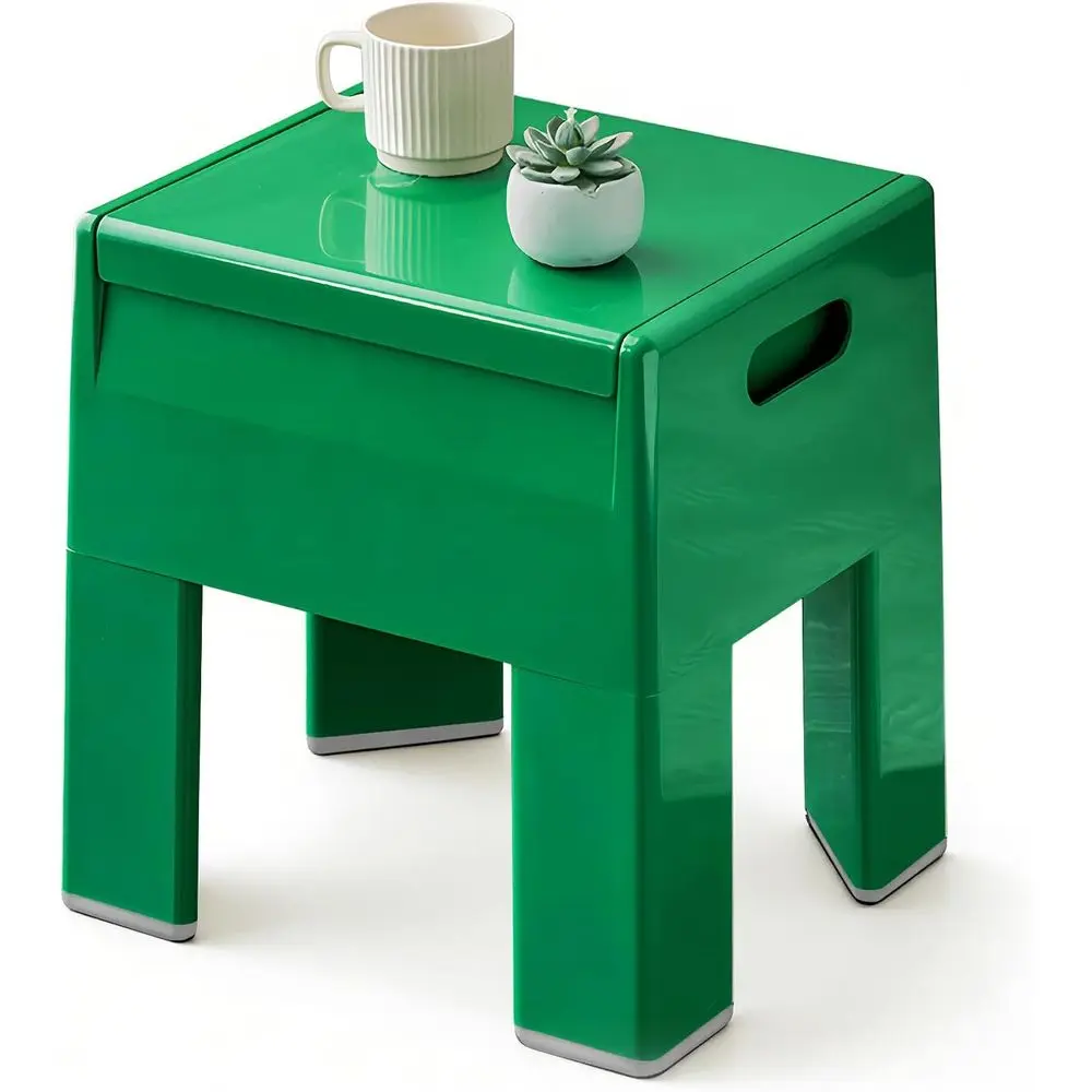 

Space-Saving Multifunctional Plastic Nightstand with Storage, Colorful Small Side Table for Bedroom, Dorm, and Compact Spaces, E