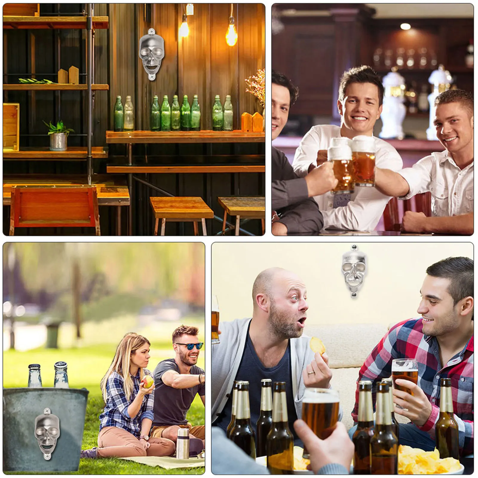 

2Pcs Skull Beer Bottle Opener Halloween Zinc Alloy Beer Lid Remover Party Can Opener Tool Bottle Lid Lever