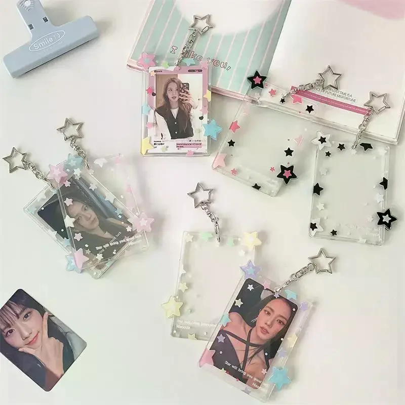

Cute Colorful Star Photocard Holder 3 Inch Card Holder Idol Photo Storage Card Display Protective Pendant Card Organizer Gifts