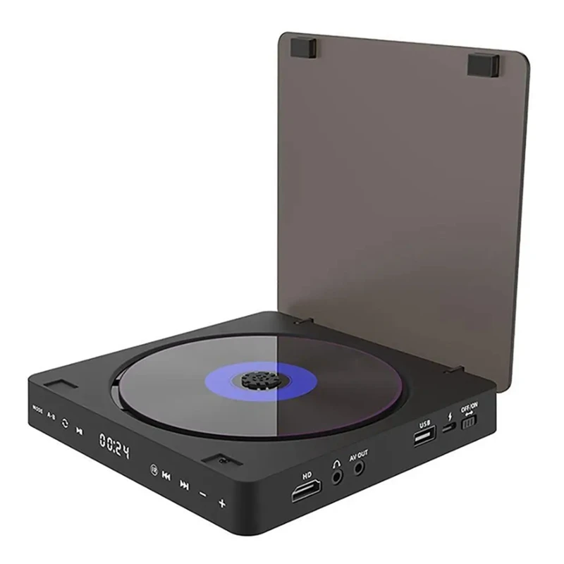 Mini Leitor de CD Portátil para Casa, DVD, VCD, Vídeo HD, Alto-falantes Estéreo HiFi, 1080P, TV, US Plug