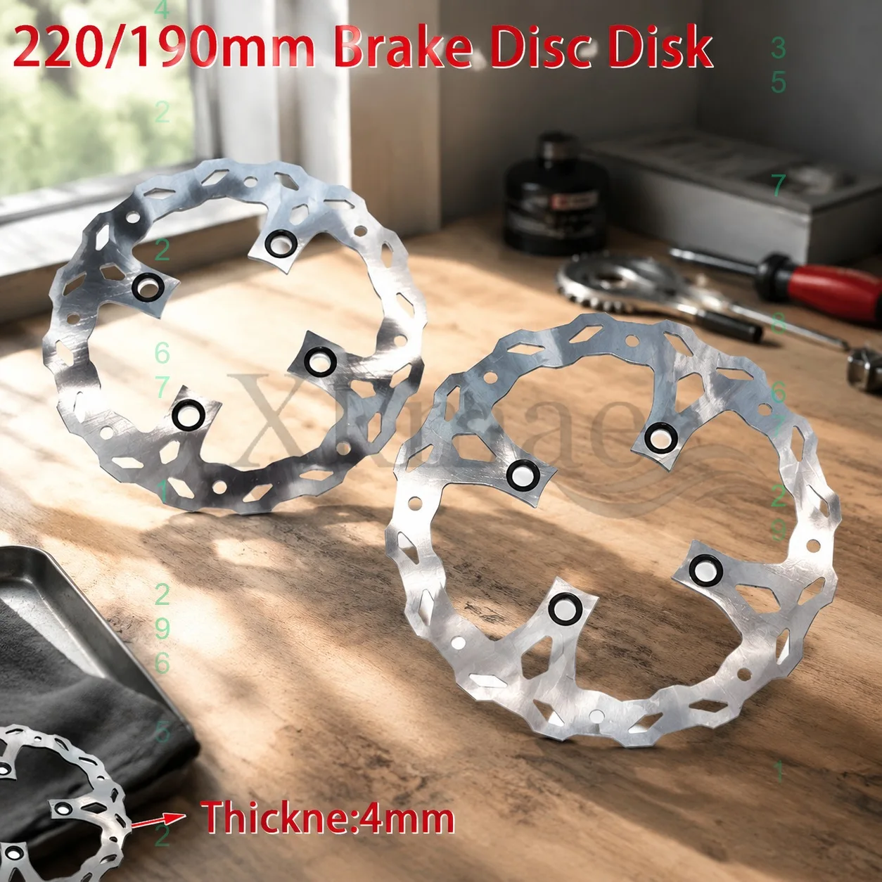 Motorcycle Front Rear 220 190mm Disc Brake Rotor for 110 125 140 150 160cc SDG Pit Dirt Bike Motocross