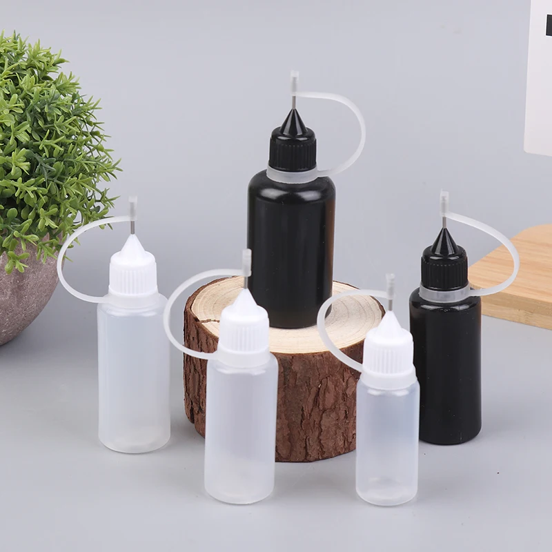 New DIY Quilling Tool Empty Needle Tip Glue Bottle With Black Cap Liquid Dropper Containers With Silicone Rings For Crafting