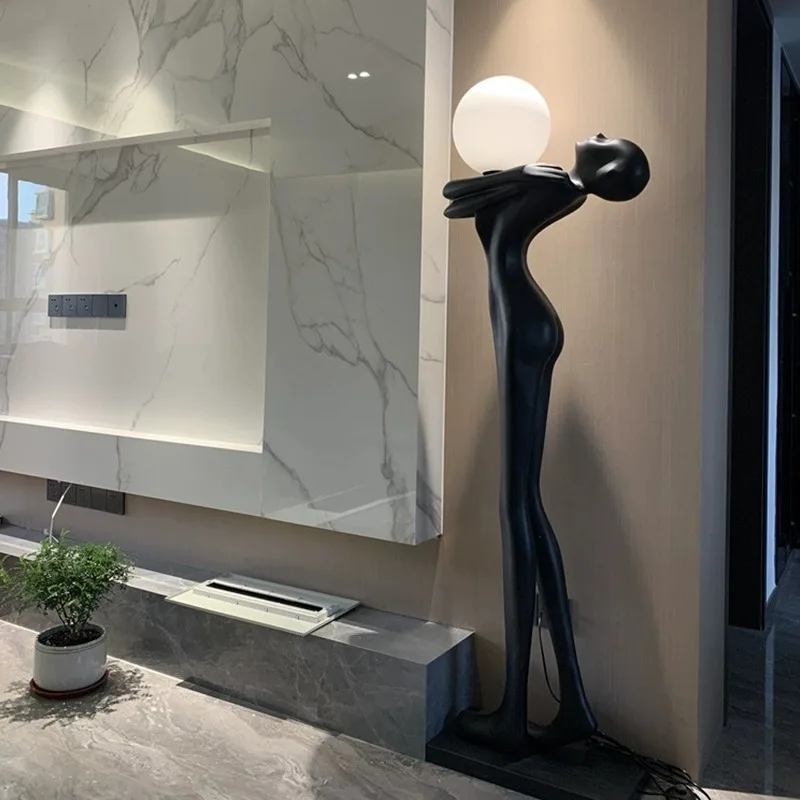 

Humanoid sculpture floor lamp, light luxury, artistic sense, Zhongshan lamps, living room decoration ornaments, large floor lamp