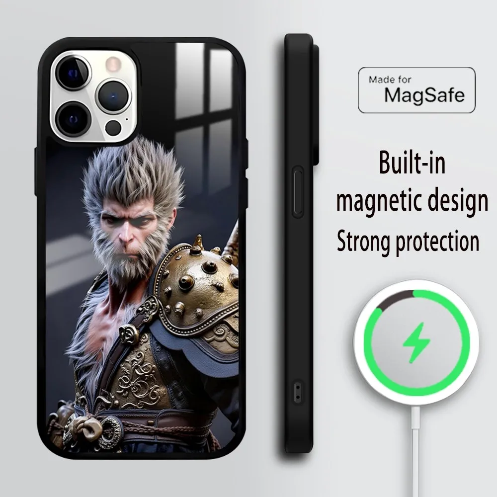 black myth wukong Phone Case For iPhone 16 15 14 13 12 11 Pro Max Plus Mini Mirror Wireless magnetic case