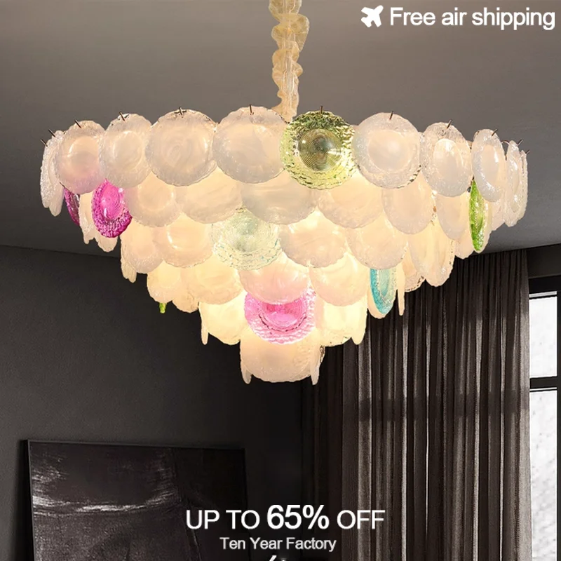

Artistic Sunflower Glass Chandelier LED Ceiling Light Colorful Suspension Lustre Luminaire for Living Room Home Decoration