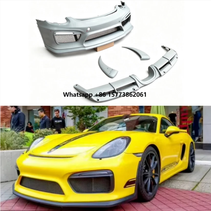 

For Boxster 981 GT4 Style PU Plastic Front Bumper and Rear Diffuser High Quality
