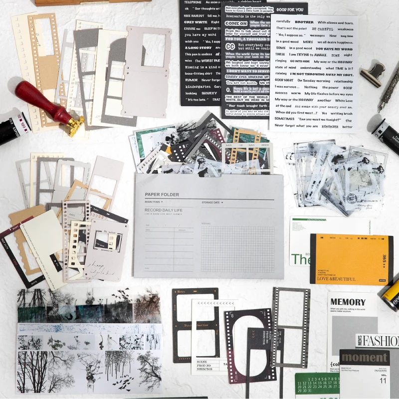 Journal GO 80pcs Journaling Mixed Material Pack with Stickers Material Papers Collage Scrapbooking Creative Card Craft Materials
