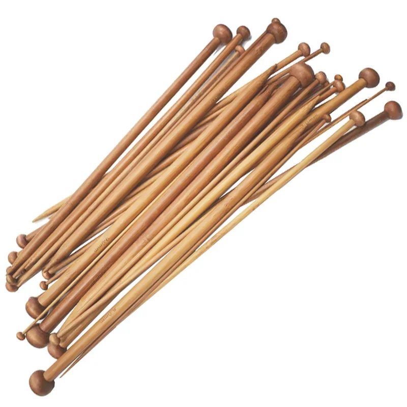 36Pcs/set 25cm Carbonized Bamboo Knitting Needles Set Single Pointed Smooth Crochet Needles Loom Knitting Tools 18 Sizes 2-10mm