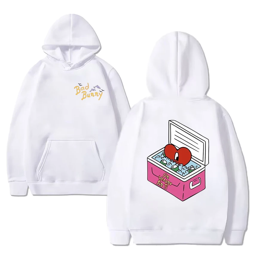 Rapper Bad Bunny album Double Sided print Hoodies Men Women vintage Oversized streetwear Unisex Fleece Long sleeve Sweatshirts