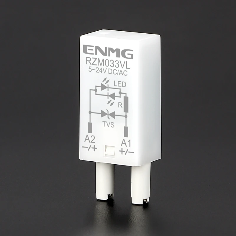 ENMG RZM033VL Relay Surge Overvoltage Protection Module 5–24V AC/DC with Indicator Light Accessory for Relay Socket Base