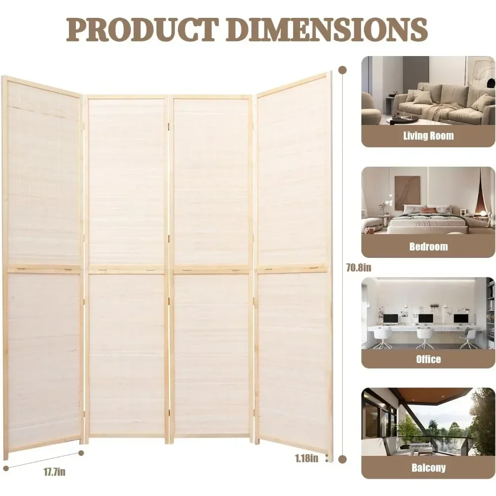 

Room Divider Folding Privacy Screens Partition 6FT Bamboo Room Divider Wall Panel Separator Home Decor Garden