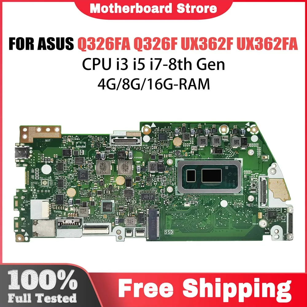 Placa base para ordenador portátil con CPU i3 i5 8th Gen 4GB/8GB/16GB-RAM AKMEY Q326FA para ASUS Q326 Q326F UX362F UX362FA