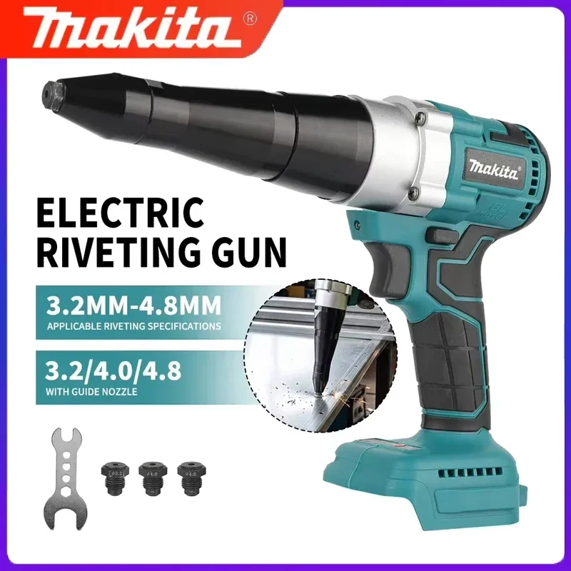 Makita Brushless Cordless Electric Rivet Gun 3.2-4.8mm ,18V Battery for Stainless Steel Aluminum Rivets DIY & Industrial