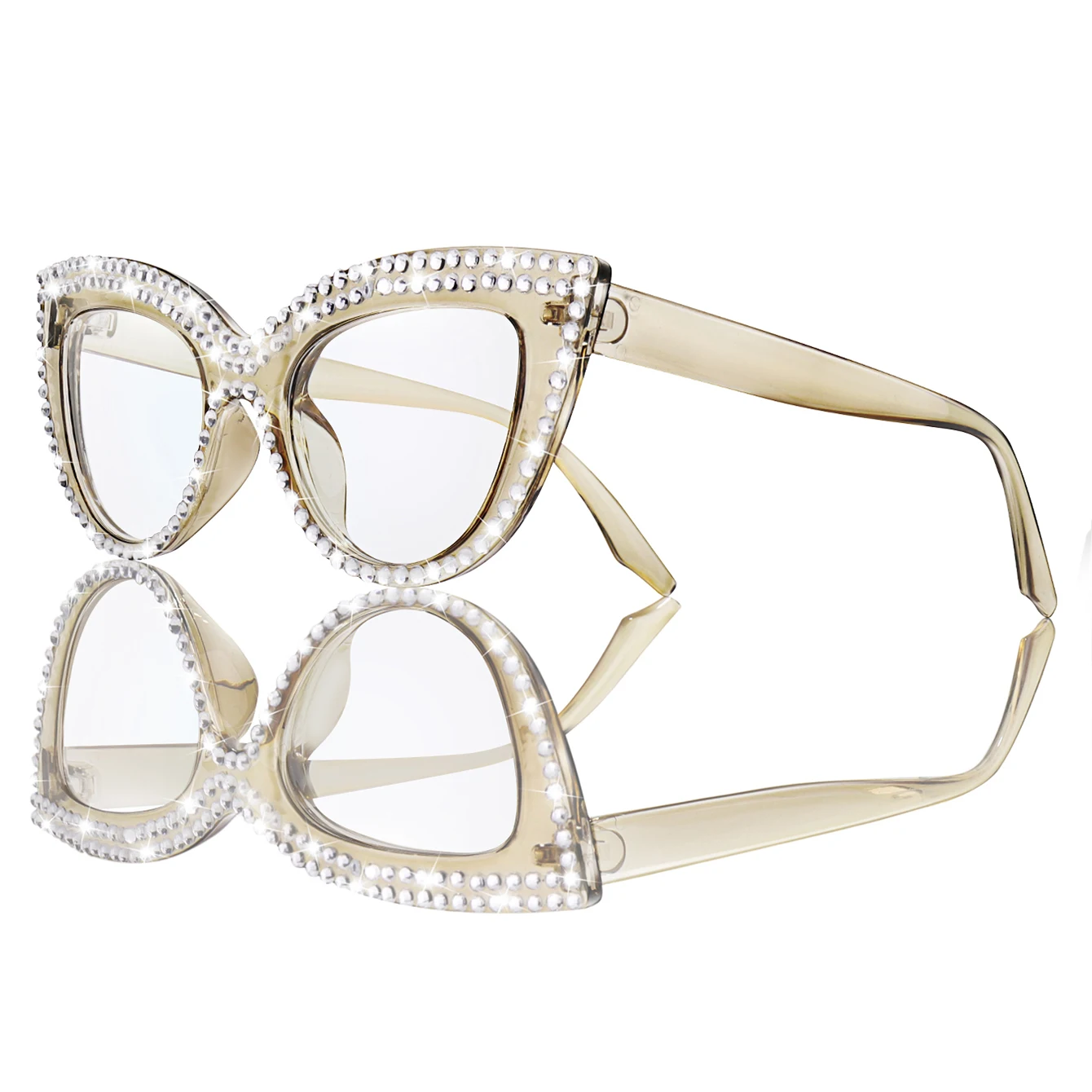 نظارات قراءة عصرية للنساء، نظارات تزيين جميلة على شكل عين القطة الماسية لقارئ المجلات وركوب الأمواج على الإنترنت