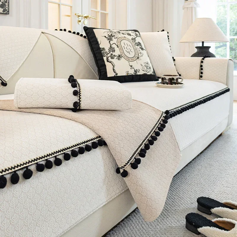 French Cream Style Universal Thickened Sofa Cover for All Seasons Simple Non-slip Sofa Cushion High-end Sofa Cover Cloth