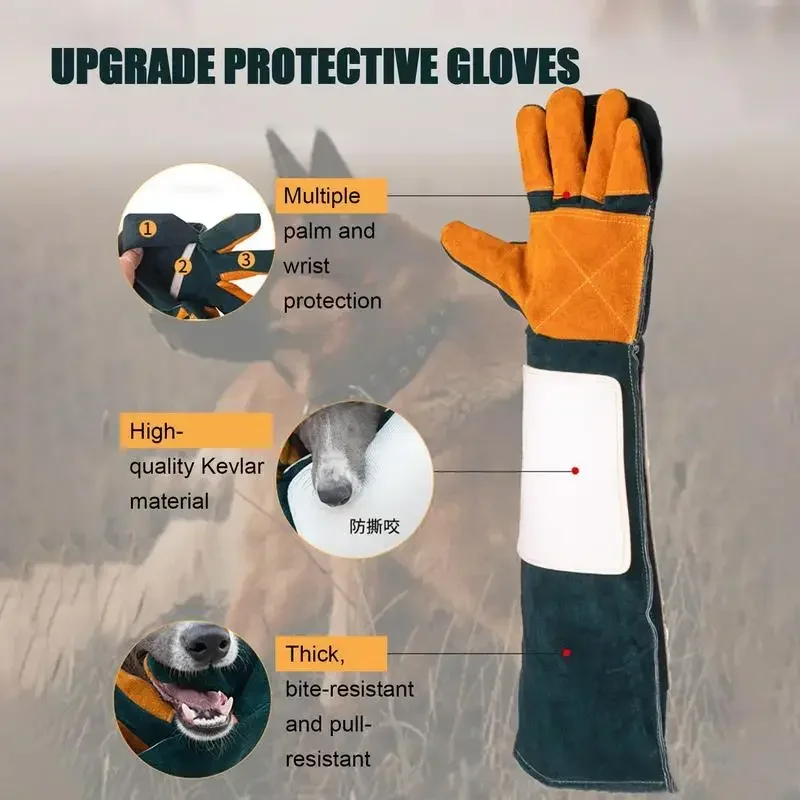 Pet Training Leather Gloves Protective Material Bite Handling Resistant Animal Pets