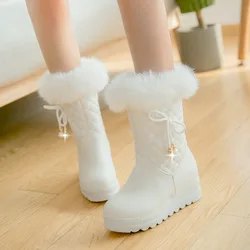 Winter Girls Boots Women Snow Boots Rabbit hair Thickened Warm Anti-skid Boots Plush Waterproof Casual Winter Women Shoes 28-43