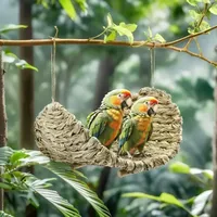 Natural Wood Parrot Chew Toys Handmade Straw Bird Chewing Hanging Bell Swing Cage Climb Toy Foraging Activity Macaw Cockatoo