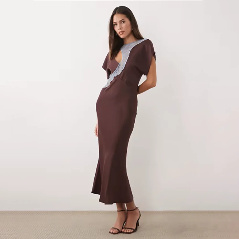 

Women's Formal Evening Gowns Elegant Round Neck Short Sleeve Mermaid Evening Dresses Formal Party Gowns Celebrity Gala Dresses