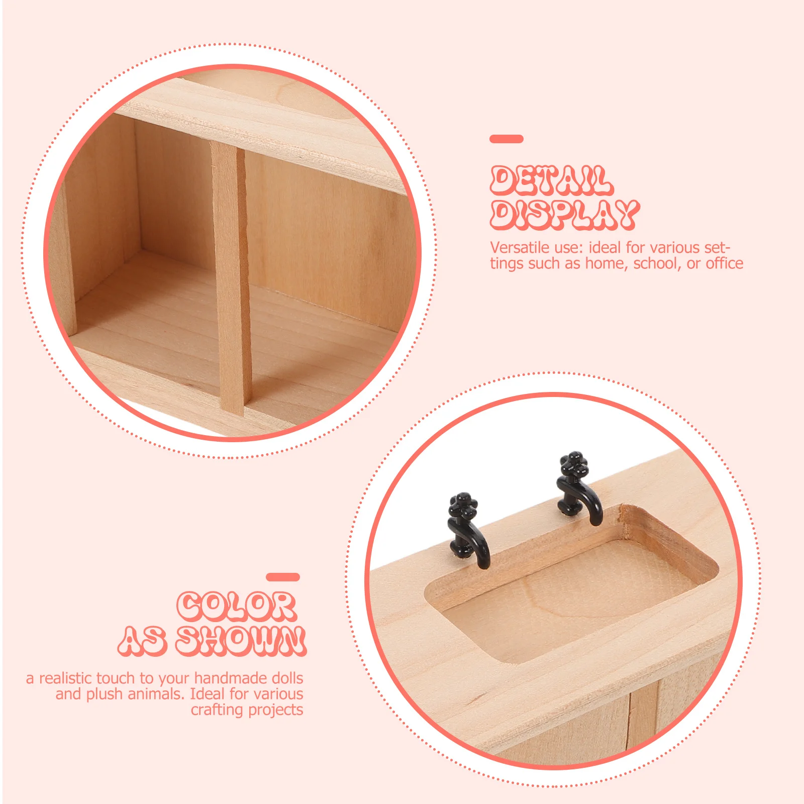 1:12スケール ミニチュア木製洗面台 キャビネット ドールハウス家具 キッチン/バスルームシーン用 ミニハウス用シンク