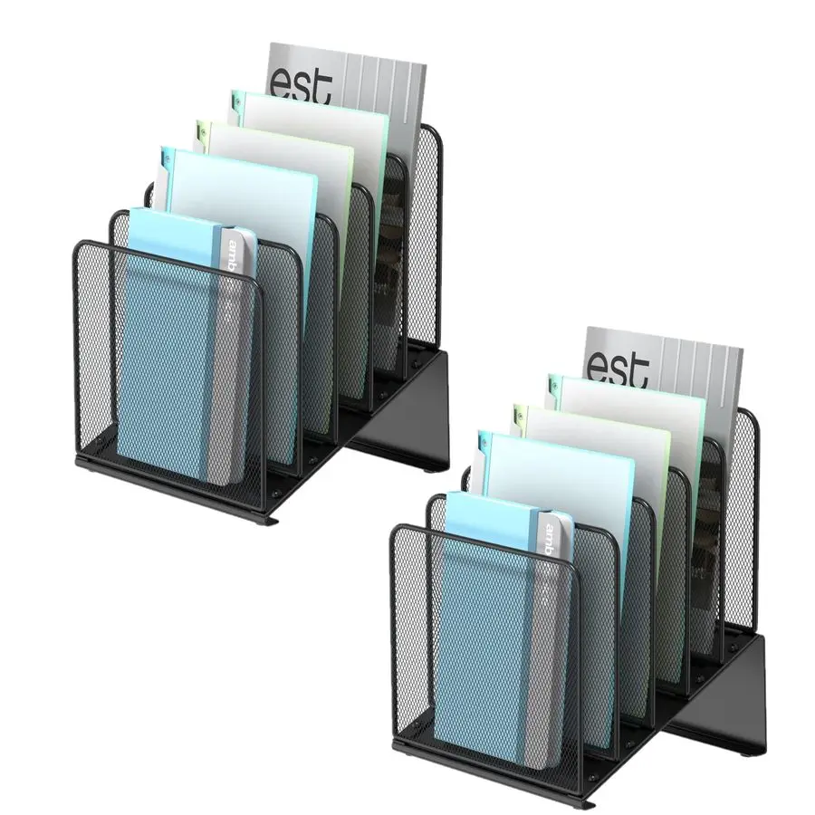 

Pack Inclined 5Section Desk File Organizer, Vertical File Folder Holder File Sorter Desktop Organization for Office Classroom
