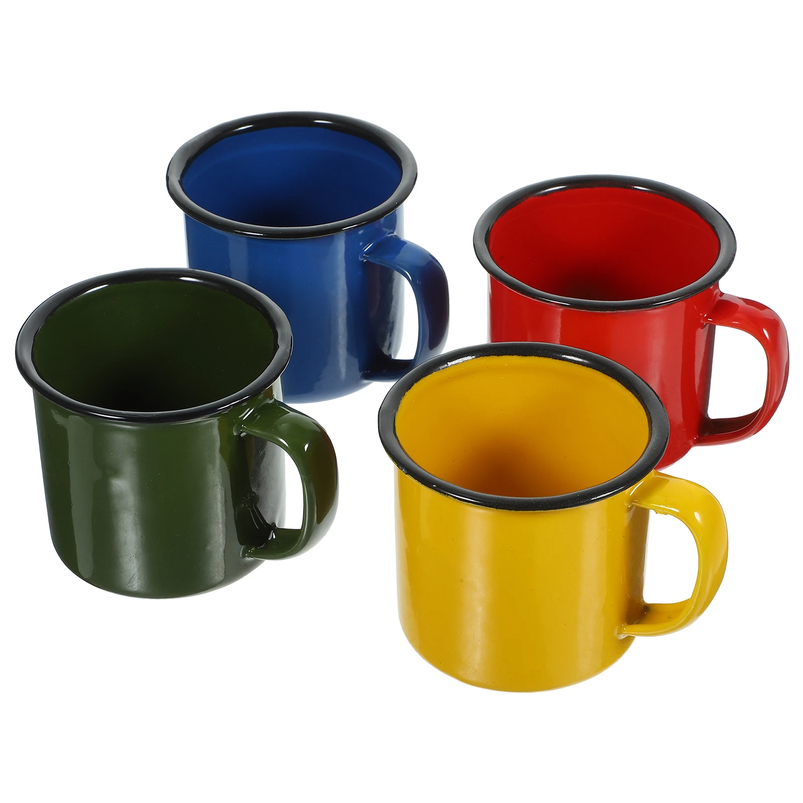 4Pcs  Household Water Cups Enamel Juice Mugs Sturdy Trustworthy Design Not Easy to Damage Rust Long-term Use Home Accessory