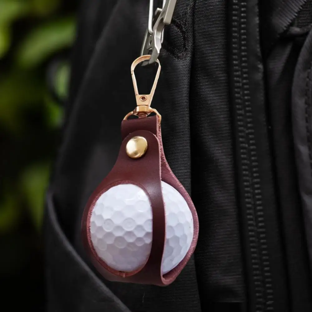 Golf Ball Bag with Clip  to Pants Hoop Faux Leather Anti-slip Golf Ball Holder Metal Buckle Golf Organizer Ball Carrier