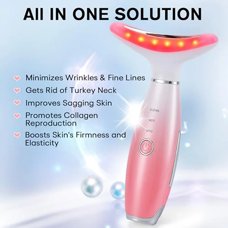 Massageador Facial Portátil de 7 Cores para Pescoço e Rosto, 3 Modos, Ferramenta de Escultura Facial, Massageador Facial para Cuidados com a Pele, Cor Branca