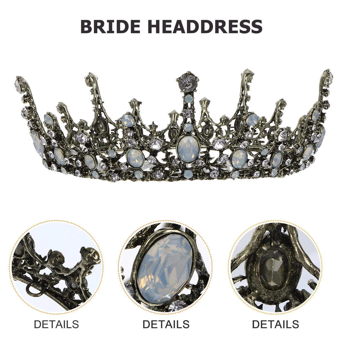 

Baroque Style Wedding Crown Exquisite Alloy Rhinestone Bridal Headdress Hair Decor Women Accessories Bridal Crown