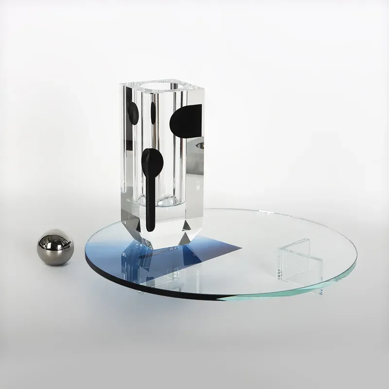 Modern Gradient Glass Jewelry Display Plate Corrugated Desktop Organizer Creative Bedroom Decor Ornament for Model Room