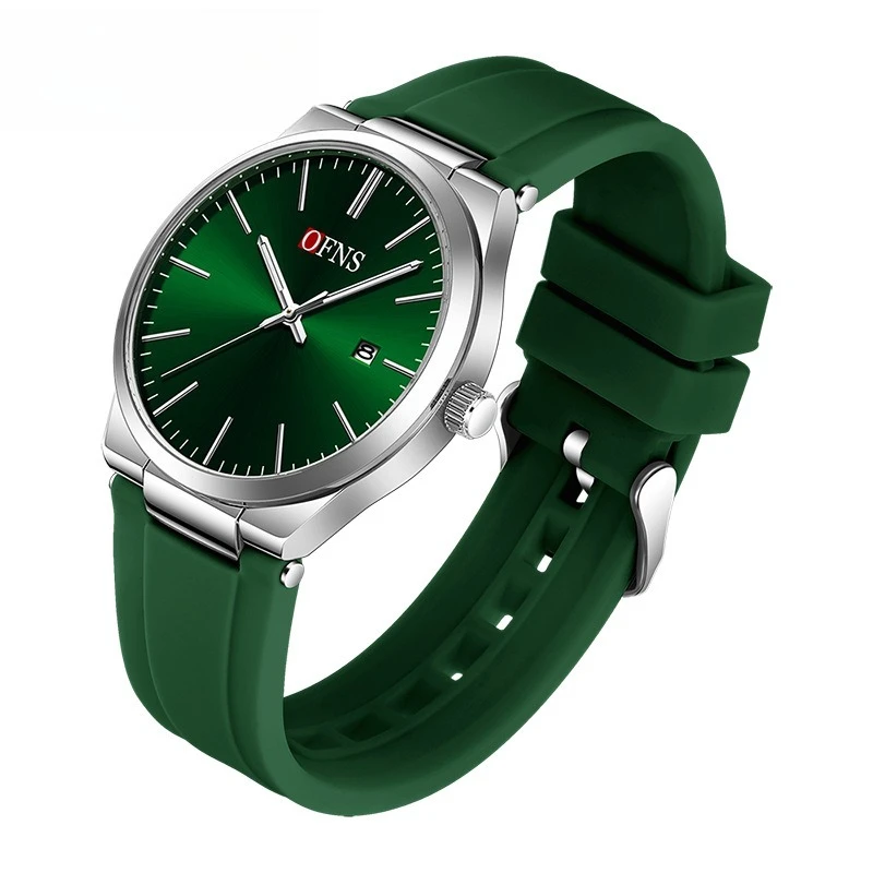 

Мужские повседневные кварцевые часы OFNS с одинарным календарем, большим циферблатом, водонепроницаемые, с люминесцентной полосой и стрелками, женские часы