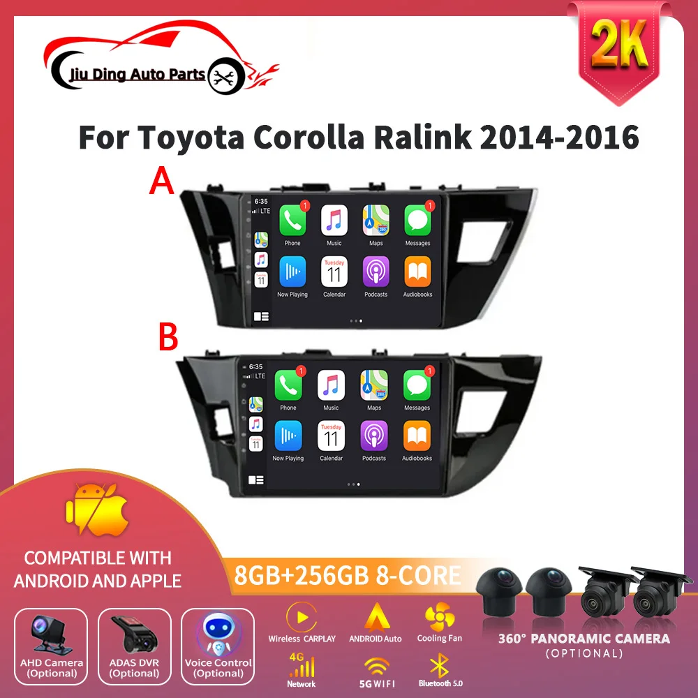 

For Toyota Corolla Ralink 2014-2016 GPS WiFi Car Radio Multimedia Navigation Android 14 Wireless Carplay Stereo Screen 2DIN