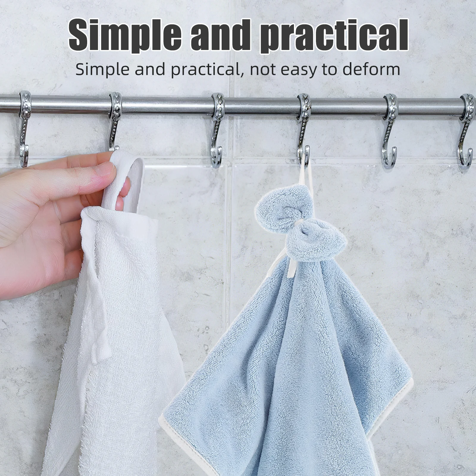 

Cute Bowknot Hanging Hand Towel Thick Coral Fleece Soft Absorbent Fast Drying Towels for Kitchen Bath Surface Cleaning