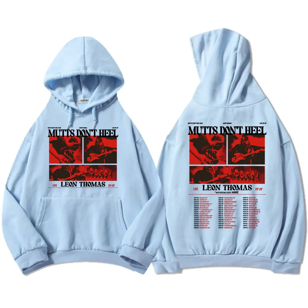 ليون توماس كتم جولة لا تعب 2025 هوديس الصوف للجنسين الهيب هوب الشارع الشهير R & B موضة الجرونج الذكور سوداديراس الرجال الملابس