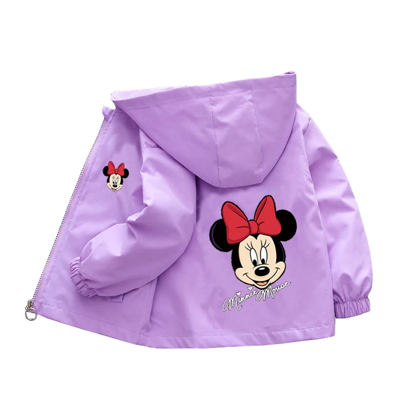 2024 Spring Autumn Baby Girl Minnie Jacket Kids Toddler With Hooded Collar Long Sleeve Fashion Casual Clothing Girls Elsa Coat