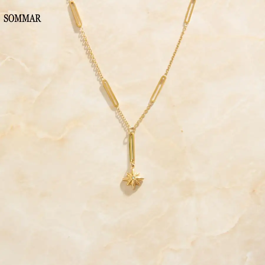 SOMMAR 2022 summer Birthday Gift Gold Plated Female Friend pendant six-pointed star multi-layer necklaces luxury