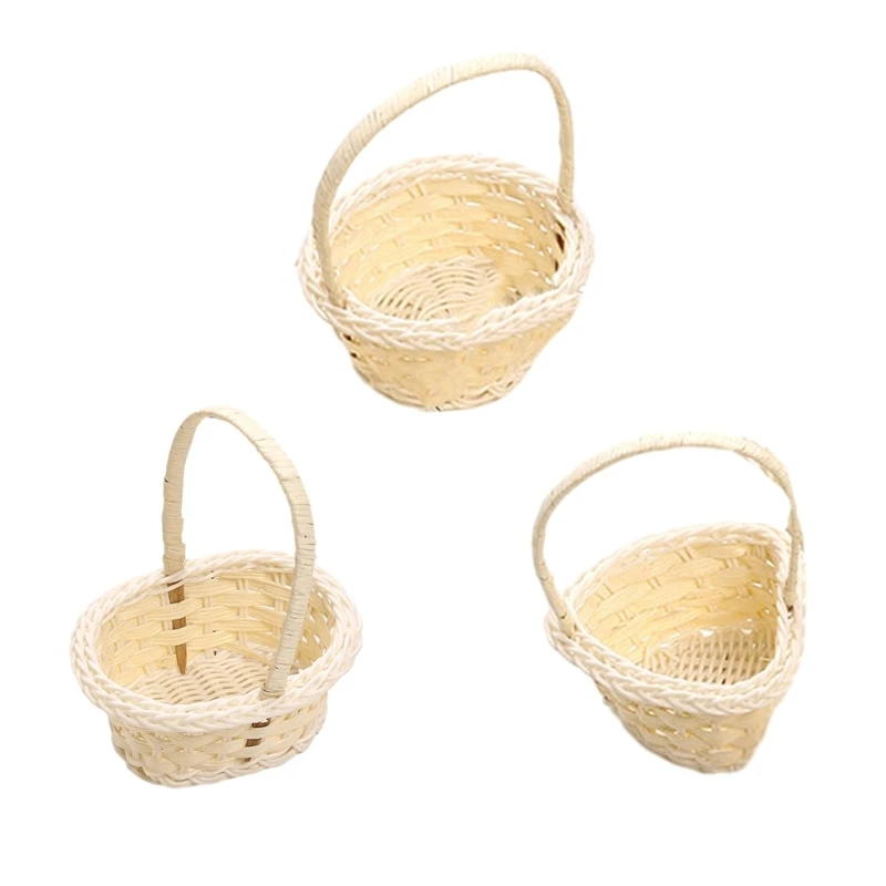 Hand Woven Harvest Basket Lightweight Basket Wicker Flowers Basket with Handle for Home Multi Functional Decorations