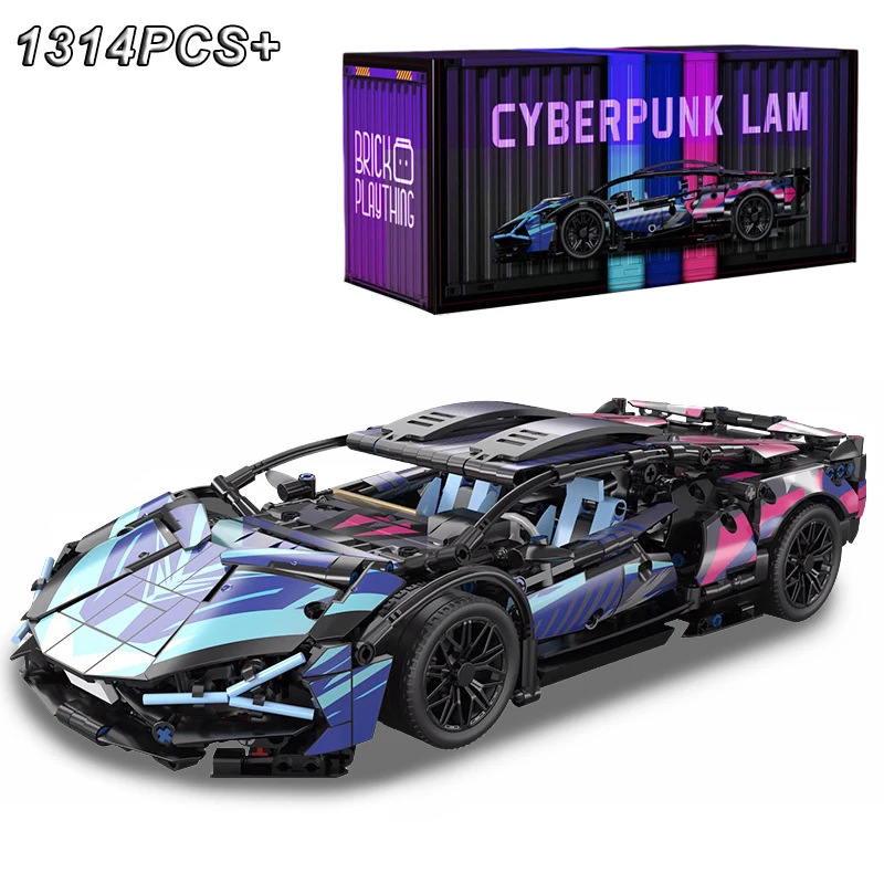 City Technical Purple Lamborghinied Sian Racing Car Building Blocks modello Super Speed Vehicle assemblare mattoni giocattolo per regali per bambini