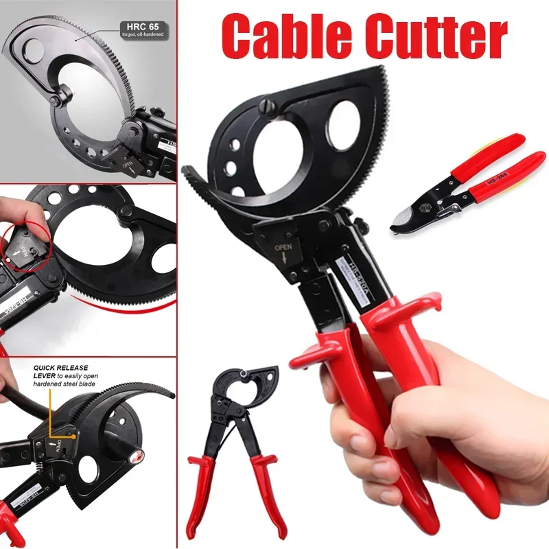 Ratchet Cable Cutter, Heavy Duty Aluminum Copper Ratchet Wire Cutter up to 400mm² HS-520A