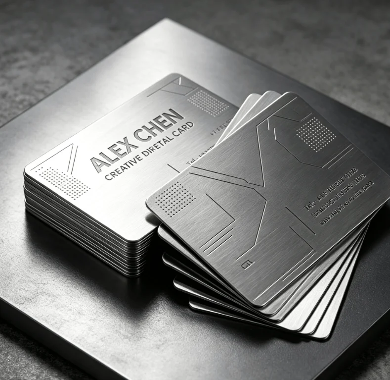 50PCS Mirror Finish Metal Business Cards Laser Engraved Stainless Steel VIP Membership Enterprise Gifts Personalized Design